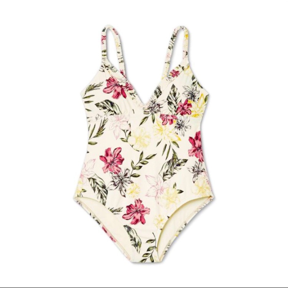 Floral maillot bathing suit